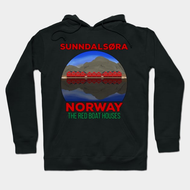 The Red Boat Houses Sunndalsøra Norway Hoodie by DiegoCarvalho